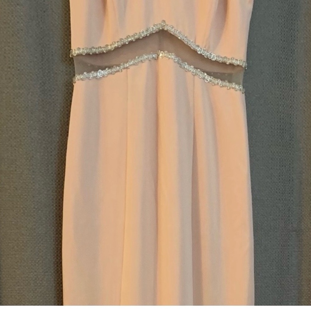 Aqua Dress Pastel Pink Formal Gown with Rhinestone Waist - Picture 2 of 6